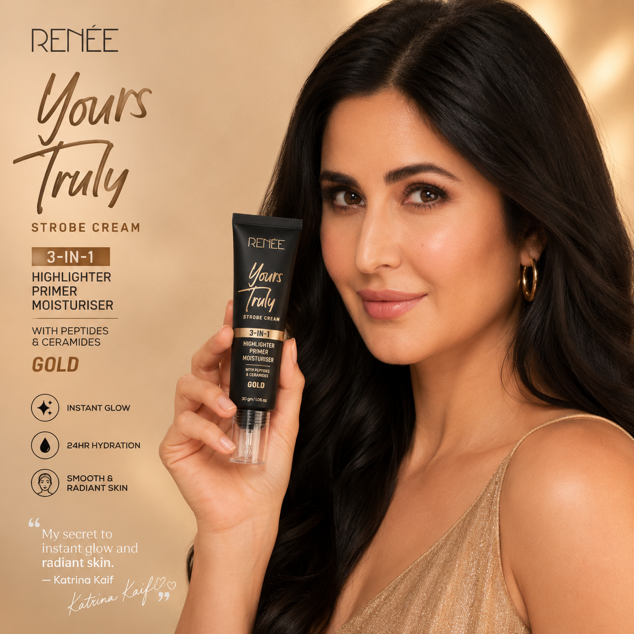 RENEE Yours Truly Strobe Cream | 3-In-1 Highlighter, Primer & Moisturiser, 30g